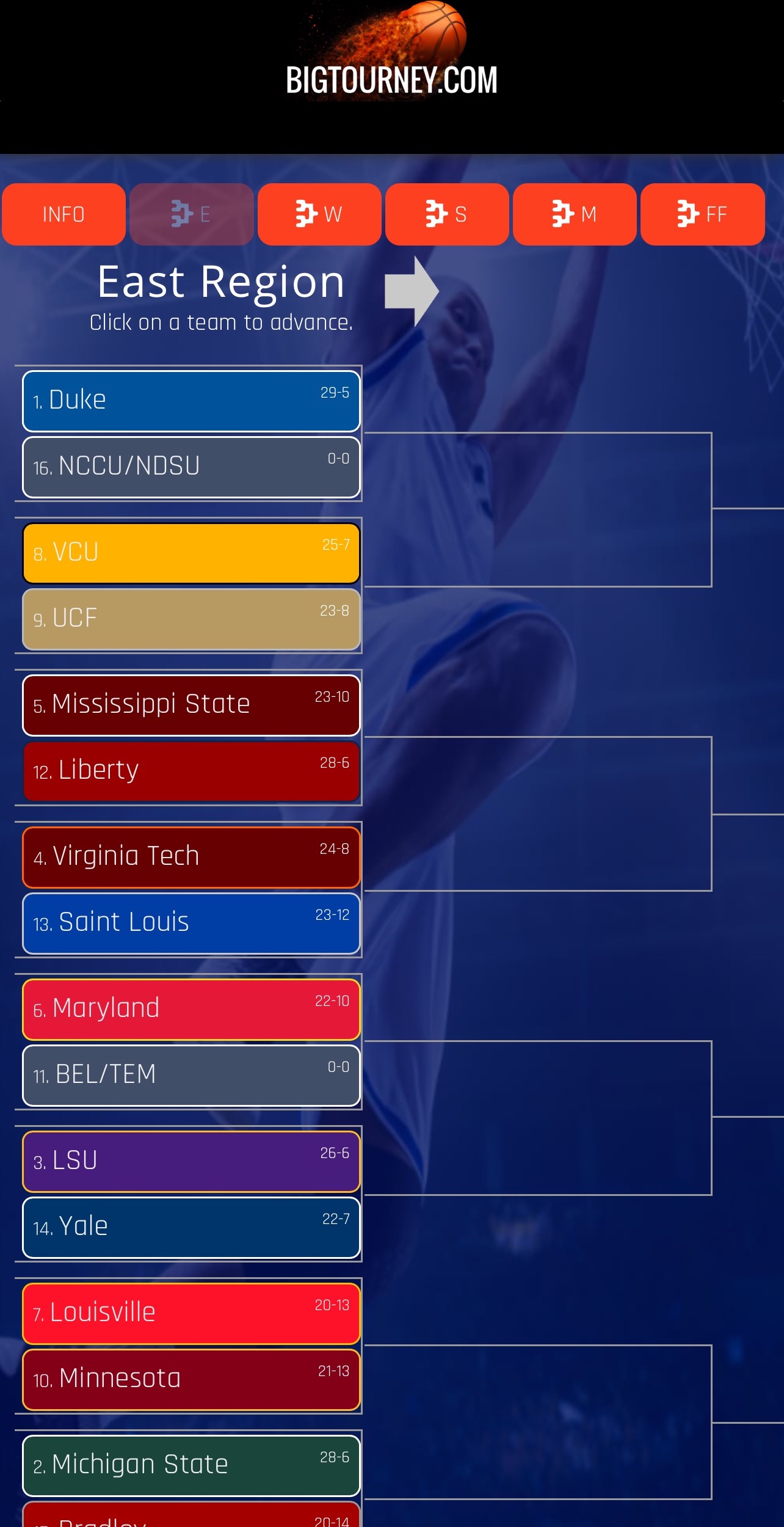 Affordable Friends and Family March Madness Bracket Tool